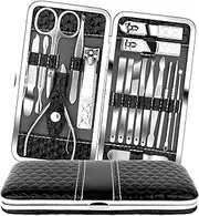 Teamkio 18pcs Gold Nail Care Set - Stainless Steel, Portable, Zipper Case