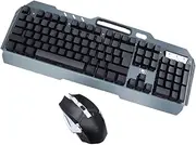 Vaguelly 1Set Wireless Gaming Keyboard Mouse Kit with Backlight Ergonomic Rechargeable Keyboard and Mouse for Computer Cool Design Black