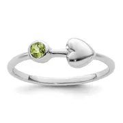 Sterling Silver Rhodium-Plated Polished Heart Peridot Ring