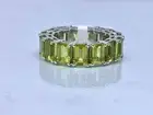 3CT Emerald Cut Simulated Emerald Women's Eternity Ring 14K White Gold Plated