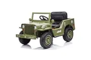 12V Military Jeep Electric Ride On Car For Kids - Green