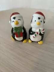 Christmas Penguins Mini Salt & Pepper Shakers Cracker Barrel Stoneware NEW
