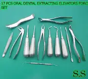 17 PCS ORAL DENTAL ROOT SURGERY EXTRACTING ELEVATORS FORCEPS INSTRUMENTS DN-557
