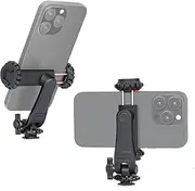 Zeadio Smartphone Tripod Mount Adapter, Cell Phone Tripod Holder Clamp with Triple Cold-Shoe Mount for All iPhone and Android Smartphones Light Microphone etc