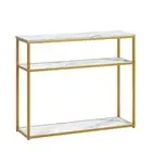NNEED Console Table Metal Frame 3-tier White&Gold