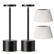 LED Cordless Table Lamp Set of 2, Rechargeable Portable Powered LED 2pack Black