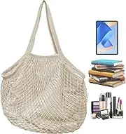 Mesh Net Bag | Reusable Cotton String Shopping Bags | Reusable Washable Shoulder Tote Large Capacity Long Handle Produce Organizer for Fruit Vegetable Travel
