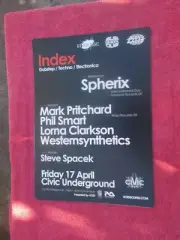 INDEX(DUBSTEP/TECHNO/)SPHERIX/MARK PRITCHARD AUSTRALIAN TOUR POSTER MINT