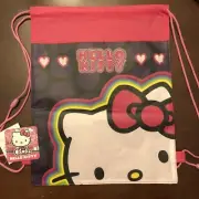 DRAWSTRING BAG Hello Kitty Backpack Flat Multipurpose Sanrio Pink Light 11x14