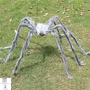 Wogueish Scary White Spider Set Halloween Spiders Giant Spider Halloween Horror Decoration with Spider Web 125 cm Large Spider + 490 cm Net (White)