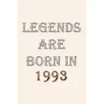 LEGENDS ARE BORN IN 1993 NOTEBOOK: LINED NOTEBOOK/JOURNAL GIFT 120 PAGES, 6X9 SOFT COVER, MATTE FINISH, PEARL WHITE COLOR COVER