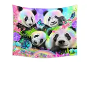 Cherry Blossom Rainbow Pandas Tapestry