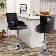 Unho XL Velvet Bar Stool Heavy Duty Kitchen Breakfast Counter Pub High Chair Black
