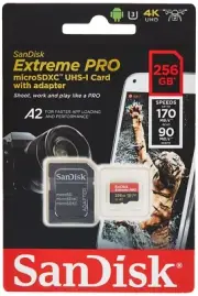 Brand New - SanDisk Extreme Pro 256GB MicroSDXC Memory Card with Adapter