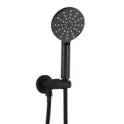 Black Bathroom Round 3-MODE Handheld Shower Head On Holder Wall Connector 1.5m SUS Hose WELS Watermark