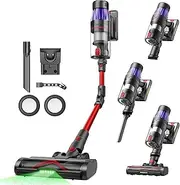 Ultenic U16 Flex Battery Vacuum Cleaner Wireless 550 W/45 Kpa, 60 Min Runtime Battery Vacuum Cleaner with Touchscreen and Folding Tube, Wall-Mounted Charging Station Green Light, Anti Tangle for Hard