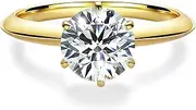 [Blueeve] 2ct Knife Edge Moissanite Rings for Women, Round D Color VVS1 Clarity Lab Created Diamond Rings 14K White Yellow Gold Solid S925 Sterling Silver 6 Prong Solitaire Moissanite Engagement Ring