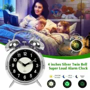 4 Inches Silver Twin Bell Super Loud Alarm Clock' C9N8