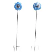 Double Layer Garden Wind Spinners With LED Solar Powered Glass Ball Metal