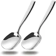Wenkoni X-Large Buffet Serving Spoons,Heavy Duty 9.5X2.8 inches 316L Stainless Steel Serving Spoons Pack of 2,Silver