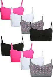 [Sweet Princess] Girls' Training Bra - Spandex Seamless Cami Crop Bralette (8 Pack)