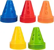 WESIEVYA 25pcs Windproof Roller Skating Marker Cones Roadblocks for Agility Drills Outdoor Skating Practice Lightweight Stable Training Equipment