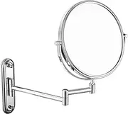 Makeup Mirror with Magnification, 8 inch Wall Mounted Adjustable Extendable Bathroom Vanity Mirror,Round Mirrors,Brass