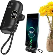 Zqkimzi PD 22.5W 5000mah Fast Charging Powers Bank, Quick Phone Charger, Phone Battery Charger with Built-in Cable, Portable Phone Charger with Built-in Cable Rapid Phone Charging Convenience