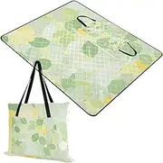 Yoogain Picnic Mat Waterproof Party Garden Mat for 8 to 10 Adults Spring Gifts Mild and Fresh Flower Lemon Yellow Light Green 60x80in