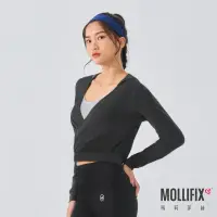 在飛比找momo購物網優惠-【Mollifix 瑪莉菲絲】交疊連帽縮口長袖上衣、瑜珈上衣