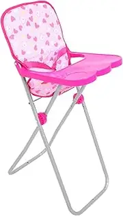 Vaguelly Baby Doll High Toy High Chair Toddler Furniture Toy High Chair, Baby Doll Stroller Toy Miniature Nursery Doll Furniture Pink