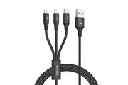 UNITEK 1.2m USB 3-in-1 Charge Cable. Integrated USB-A to Micro-B, Lightning Conn