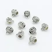 Antiqued Silver Carved Tibetan Barrel Bail Jewelry Making Components 10 Pieces
