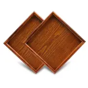 Wood Serving Tray Square 11.8 Inch Wooden Decorative Coffee Table For Home Trays