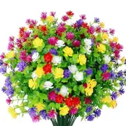 12 Bundles Artificial Flowers for Outdoors Fake Plants UV Resistant Plastic