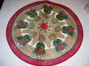 Vintage Antique Burlap Angel Feather Tree Skirt or Center Piece Dollie