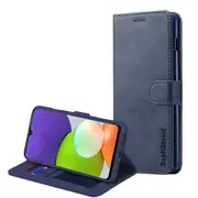 Samsung Galaxy A22 4G Case, SupRShield Wallet Leather Flip Magnetic Stand Case Cover (Navy Blue)