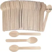 100PCS Wooden Spoons Disposable - 6.3 Inch Natural Bamboo Spoons, Compostable an