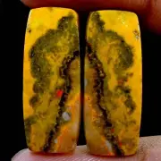 25.40 Cts Natural Bumble Bee Jasper 10X26 mm Cabochon Pair For Earring Gemstone