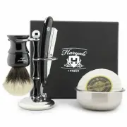 Cutthroat Razor Kit for Men Badger Hair Shaving Brush with Stand & Shaving Bowl