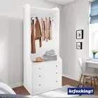 3 Drawers Wardrobe Cabinet Unit Bedroom Clothes Open Storage Organiser White
