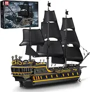 Mould King 13186 Pirates Ship Model Building Blocks Kit, MOC Large Black Pearl Ship Sailboat Model Construction Set, Gift Toys for Kids/Adults Collections Enthusiasts(5266+ Pieces)