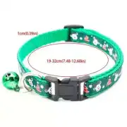 Christmas Pet Collar Cat Dog Adjustable w/Bell Cute Elk & Trees 7.48-12.60 in