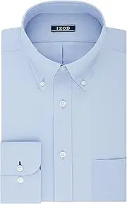 [IZOD] Men's Dress Shirt Regular Fit Stretch Solid Button Down Collar, Water Mill, 16"-16.5" Neck 32"-33" Sleeve