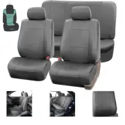 Faux Leather Car Seat Covers Set Solid Gray with Free Air Freshener (for: Suzuki)