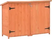 Outdoor Storage Cabinet Tool Shed Wooden Garden Shed Organizer Double Door Wooden Lockers with Roof & Shelf, Outside Vertical Tall Tool Shed for Yard Patio Lawn Deck, 120 x 50 x 91 cm