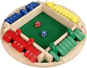 Shut The Box Interactive Toy, Multicolor Wooden Game for 4, Colorful dice