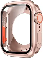 VeveXiao Compatible with Apple Watch Series 10 (2024) 42mm Screen Protector Change to Ultra, PC Case Tempered Glass Film Bumper Protective Cover for iWatch 42mm Series 10,Rose Gold