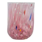 Murano Glass Drinking Art Tumbler Pink Handmade Multi Millefiori Venice