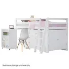 KINGSTON SLUMBER Wooden Kids Single Loft Bed Frame with Pull Out Desk Storage Dr